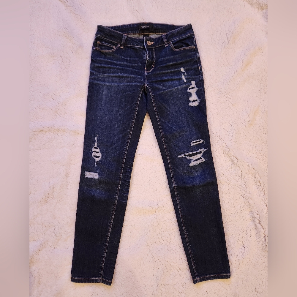 WHBM Distressed Skinny Crop Jeans Size 0